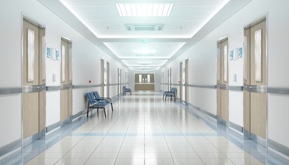 Modern hospital hallway